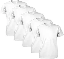 Kit 5 Camisetas Brancas Masculinas Lisas 100% Algodão - Abafarto