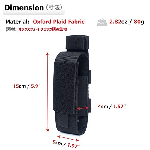 Azarxis Flashlinght Pouch Holster, Tactical Flashlight Torch Carry Case Belt Holder Molle Mini Scissor Folding Knife Bag (Black - Style C) #TOP1