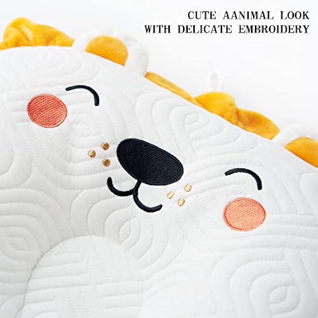 Reidio Adjustable Toddler Pillow Soft and Breathable Ergonomic Design Small Pillow Washable (Tiger)