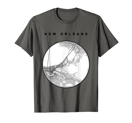 Nueva Orleans LA City Mapa Arte Nueva Orleans Louisiana Mapa Camiseta