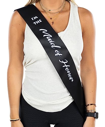 Funky Junque Bridal Sash - I'm The Maid of Honor (Black)