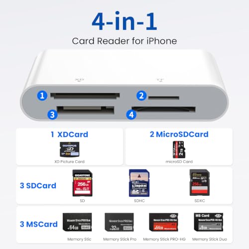 Adaptador Memory Stick Pro Duo lector de tarjetas SD TF XD USB C compatible con iPhone 16 Mac 3