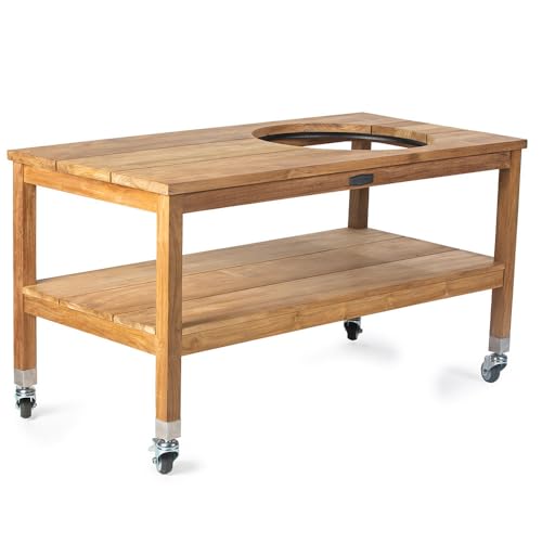 TITAN Ash and Ember Teak Ceramic Grill Table