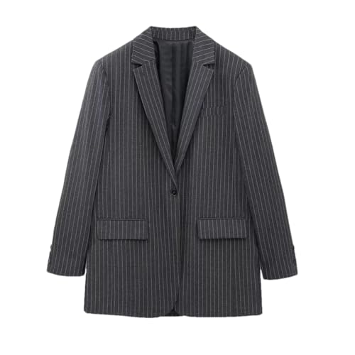 Women Front Button Blazer Coat Vintage Flap Pockets Solid Work Office Blazers Jacket