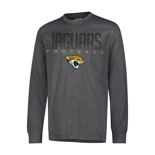 Ultra Game NFL Official Adults Super Soft Game Day Long Sleeve T-Shirt - Unisex, Jacksonville Jaguars, Heather Charcoal, XX-Large