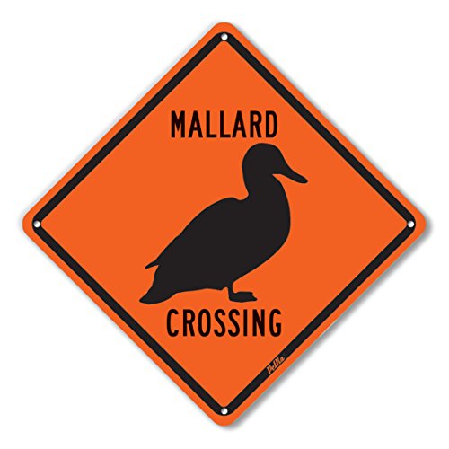 Image of PetKa Signs and Graphics PKAC-0072-NA 10x10 inchMallard Crossing inch Aluminum Sign, 10 inch x 10 inch, Black on Orange