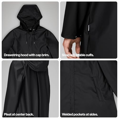 RAINS A-Line Jacket – Waterproof Windproof Breathable Women’s Raincoat Flared Hem, Detachable Hood, PU-Coated Fabric4