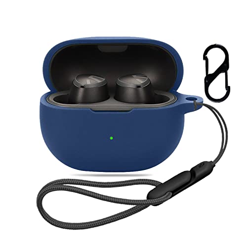 SOUNDPEATS Mini HS 用 ケース カバー 【NOUKAJU】 ワイヤレス イヤーホン シリコン 保護ケース (カラビナ付き+ストラップ付き ) 落下防止 キズ防止 耐衝撃 装着充電可能 防水 防塵 (ブルー)
