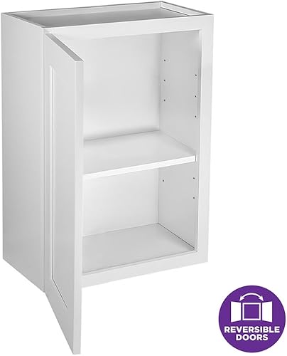 Miniatura 9 de Brookings Shaker Unassembled Wall Kitchen Cabinet W1824, 18 W x 12 D x 24 H, Painted White, Solid Wood, Design House, 561555