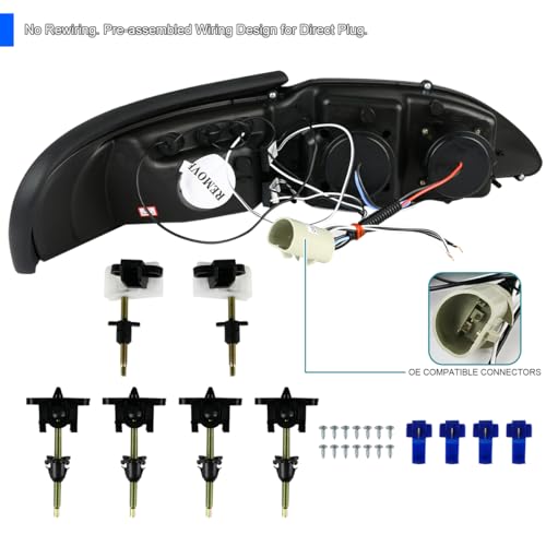 SPEC-D LED Halo Projector Headlights for 1994-1998 Ford Mustang - Image 5