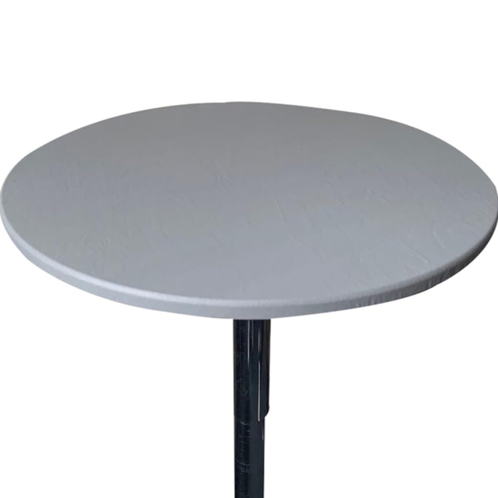IsolaY 1 Uds. Mantel Redondo elástico para Mesa, Mantel de Tela para Catering, Cubierta de Mesa Ajustada con Borde elástico, Gris, 100CM