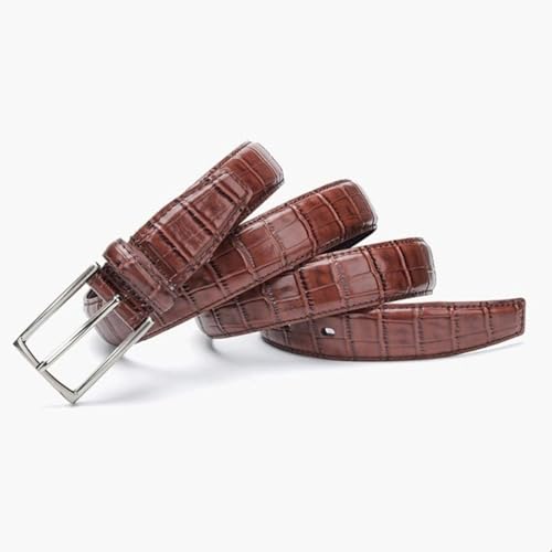 Classic Men's Dress Belts, Crocodile Embossed Belts Casual Business Belt Men for Jeans Shirt Pants,A Brown,100CM/39.4''2