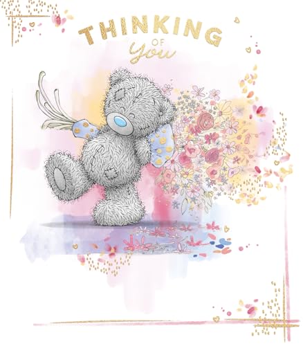 Me To You Tatty Teddy Cute Thinking Of You Greetings Card For Someone Special Tatty Teddy With Bouquet Of Flowers 12.7 X 15.2 cm - Official Collection