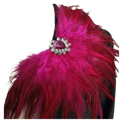 Broche épaule strass multicolore avec plume corsage épaulette amovible