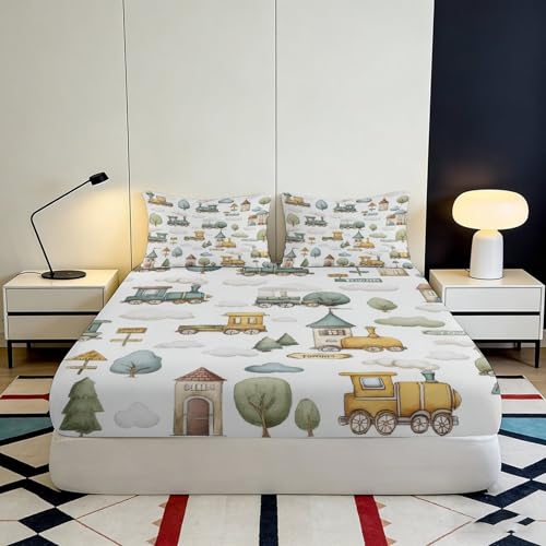 Drap housse train 160x200x25cm en microfibre imprimée 3D - 4