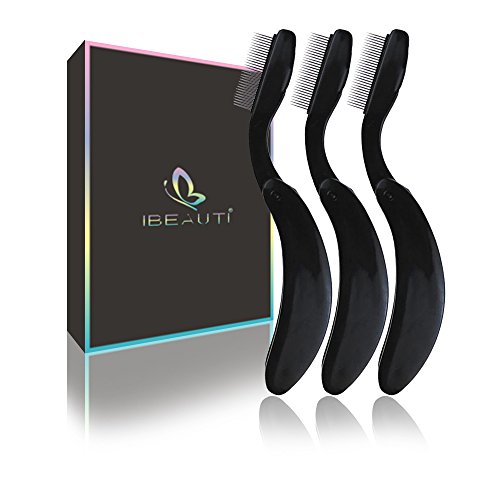 Ibeauti 3pcs Folding Eyelash Comb, Professional Cosmetics Eyebrow & Eyelash Comb Metal Teeth, Lash and Brow Makeup Brush Beauty Care