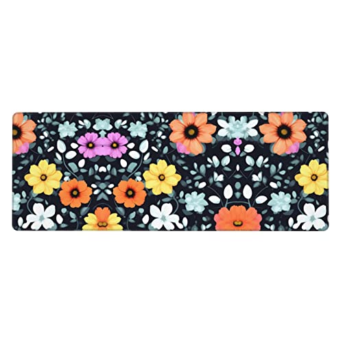 Alfombrilla de mouse extragrande para juegos y oficina con flores