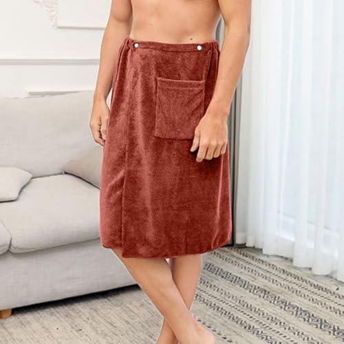 Men’s Flannel Fuzzy Bath Wrap, Body Towels for Shower, Adjustable Sauna Towels, Wrap Around Bath Towel with Pocket3