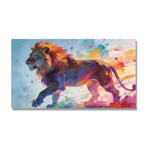 Tableau Lion Abstrait Moderne Toile Déco Salon Graphisme Coloré NHLDZYH A97