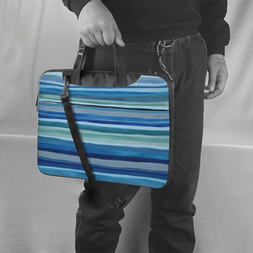 Maletín para portátil impermeable con franjas azul minimalista 14 pulg miniatura 2