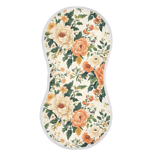 xigua Vintage Floral Baby Burp Cloths for Newborn Boys and Girls 2 Pack, Soft & Absorbent Cotton Baby Burp Cloth, Baby Washcloths, Newborn Towel, Burp Rags