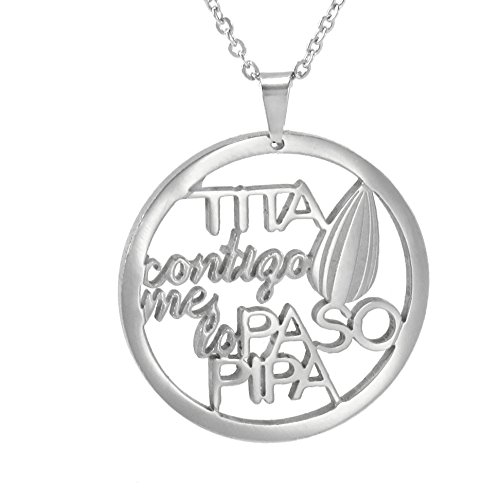 TEMPUS FUGIT. Regalo para la TITA. Collar/Gargantilla/Colgante con Cadena. Diseño de Joyería de Moda. Acero Inoxidable Antialérgico. Inalterable al Paso del Tiempo.