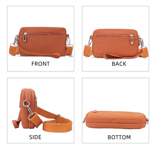 Image of JANKS Small Crossbody Bags for Women Wristlet Wallets Nylon Shoulder Bag with 4 Zipper Carry All Purse Credit Card Holder