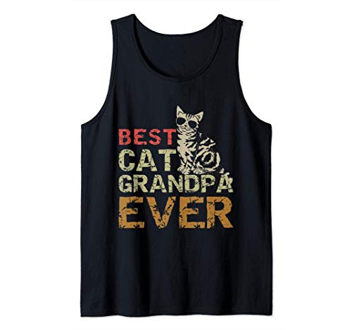 Hombre Best Cat Grandpa Ever Funny Cat Kitty Lover Retro Style Gift Camiseta sin Mangas