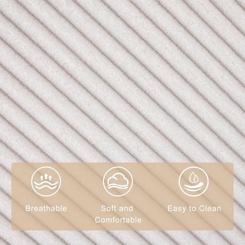 Image of Rocking Recliner Chair,Modern Swivel Glider Recliner Chair,Corduroy Fabric Upholstery Recliner,Manual Reclining Sofa Chair for Living Room,Office,Apartment (Beige)