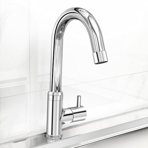 Image of Plantex Pure Brass Pillar Tap for Wash Basin with 360 Swivel Spout for Sink Tap with Water Saving Aerator-7 Year Warranty (ICO-912-Chrome)