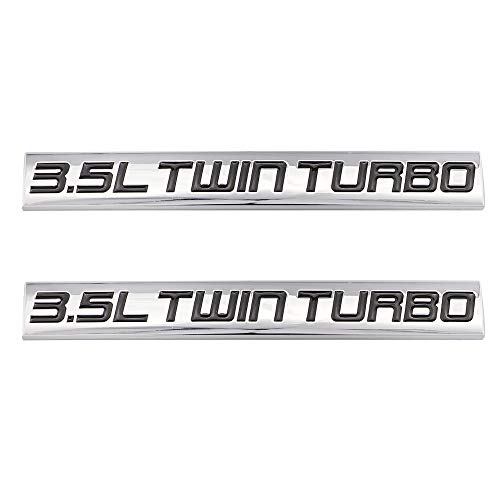2PCS 3D 3.5L Twin Turbo Emblem Chrome Finish Metal Emblem Badge Fender Trunk Car Decal Sticker (Black)