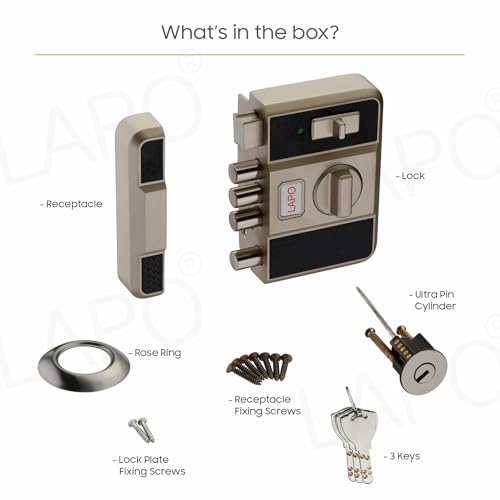 Image of LAPO Penta Lock - 4-Deadbolt Privacy System with Easy-Grip Interior Knob, Reversible Mechanism for Sliding, Single & Double Doors, Matt Finish, 3-Year Warranty