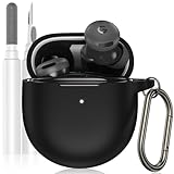 LDSXAY Compatible with Google Pixel Buds 2a Case Cover, Soft Silicone Shockproof Protective Skin Case for Google Pixel Buds 2a 2025 with Cleaner Kit & Carabiner (Black)