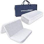 SPRINGSPIRIT Trifold Travel Cot Mattress Topper 95 x 65cm, Waterproof Breathable Soft Portable Folding Playard Travel Mattress, Baby Foam Playpen Mattress with Removable Zippered Cover