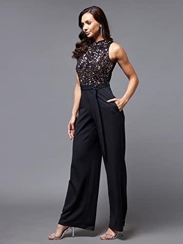Image of Miss Chase Women's Keyhole Neck Regular Sleeve Regular Length Jumpsuit with Pockets