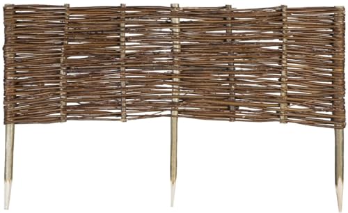 Weide Beeteinfassung in 16 Größen Weidenzaun Rasenkante Beetbegrenzung Steckzaun imprägniert mit Buchepflöcken für leichtes Einsetzen Palisade Länge: 100 cm Höhe: 30 cm