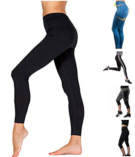 Leggins Donna Sportivi Per Fitness Nuova Collezione Leggings Per Palestra Yoga Elasticizzati Eleganti Neri e Colorati In Cotone Vari Modelli Anche a Vita Alta (L (44), Nero)