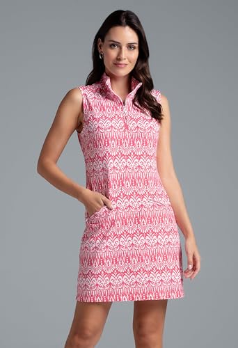 IBKUL Athleisure Wear Sun Protective UPF 50+ Icefil Cooling Barbara Print Sleeveless Mock Dress2