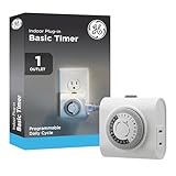 GE 24‑Hour Mechanical Outlet Timer Switch, Single Polarized Plug‑in Control for Indoor Lighting, Lamps, Christmas Trees and Seasonal Decor (1 Pack), 15119