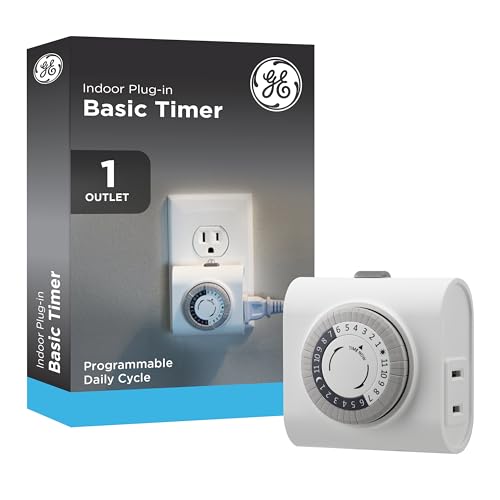 GE Indoor Mechanical Outlet Timer with 24-Hour Cycle