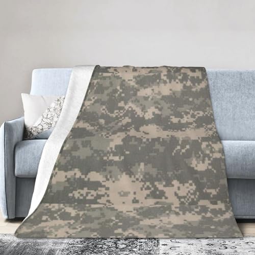 Jbyjbx Leger digitale camouflageprint warme ultrazachte microdeken voor alle seizoenen, bank, slaapbank, deken, 152 x 127 cm