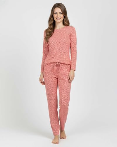 Image of Real Essentials 2 Pack: Women's Long Sleeve Pajama Sets - Soft Comfy 2 Piece PJ Set Matching Ladies Sleepwear (Plus Size)