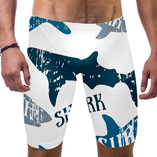 Jammers de natación de secado rápido Sharks Surf White HUI JIN SHOP para competición