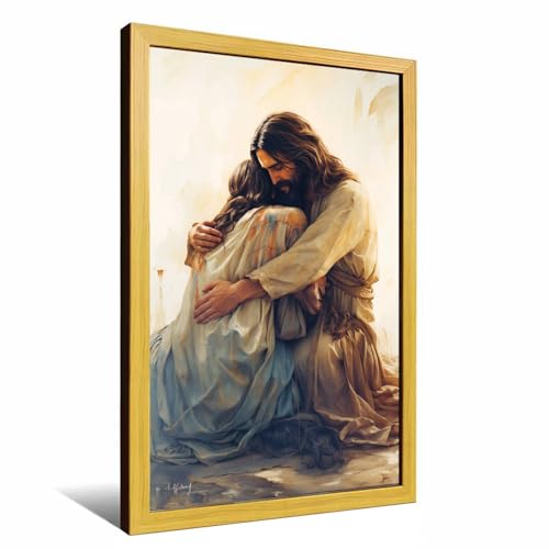 Jesus Christ Embracing Woman Canvas Print Comfort and Compassion Christian