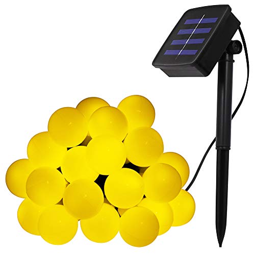 XUNATA 12 metros de luzes LED solares, flexíveis, à prova d'água, 100 LEDs, bola de luzes brancas p