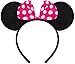 Produktbild Balinco Haarreifen in schwarz mit Maus Ohren Mouse mit Schleife in pink mit weißen Punkten für Kinder & Erwachsene