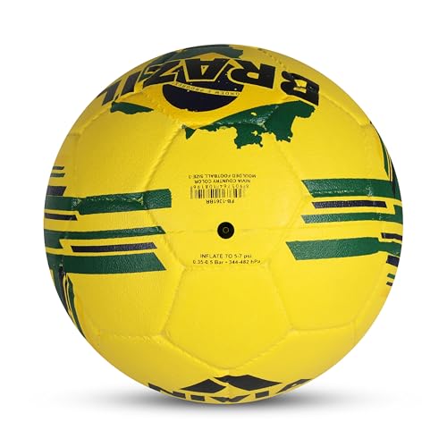 Nivia Country Colour Rubberized Moulded Football, Suitable for Hard Ground Without Grass, Wet & Grassy Ground & Artificial Turf, Training Ball Size 3 - Brasil (Yellow/Green) - Image 7