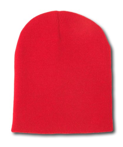 Blank Short Beanie Cap- Many Colors Available , Red