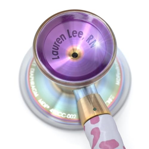 Image of MDF Instruments Rainbow Leopard Kaleidoscope ProCardial Cardiology Stethoscope, Lightweight Titanium, Adult, Dual Head, Rainbow Leopard Tube, Kaleidoscope Chestpiece-Headset, MDF797TRLKL