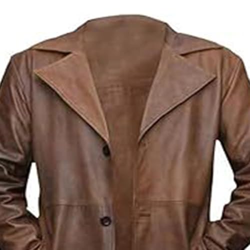 Men's WW2 Detective Trench Coat Full Length Real Lambskin German Classic Long Coat Overcoat Jacket3